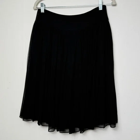 St. John Black Chiffon Pleated Midi‎ Skirt Size 4 - Picture 6 of 8